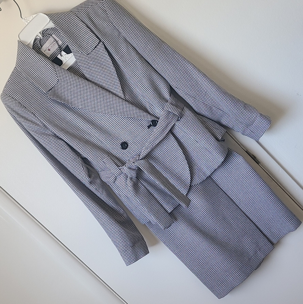 Reflections By Spiegel | Black and White Houndstooth Blazer and Skirt Set